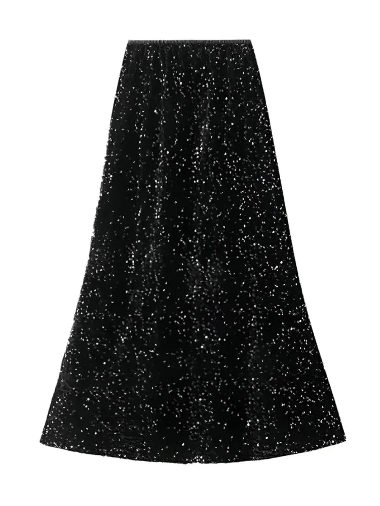 Elegant Fishtail Sequin Skirt Fairy Wind Corduroy