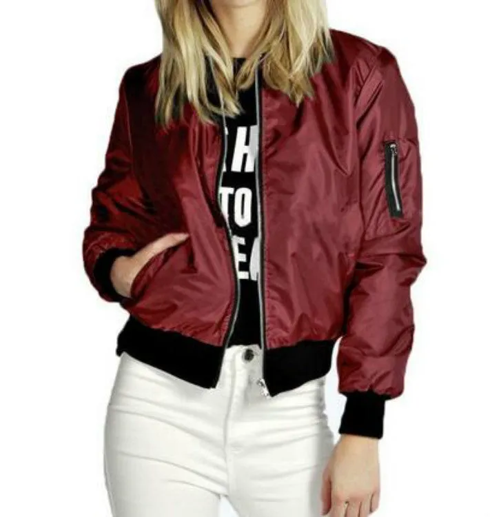 Popular Europe Solid Colored Trendy Zipper Women Jacket