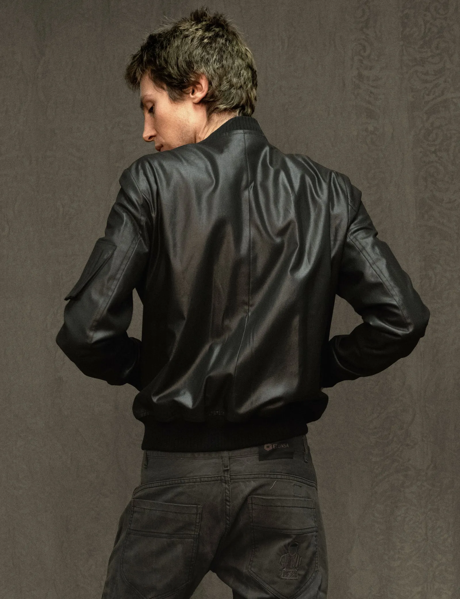 Sebring Bomber Jacket - Chintz Woven Twill in Black
