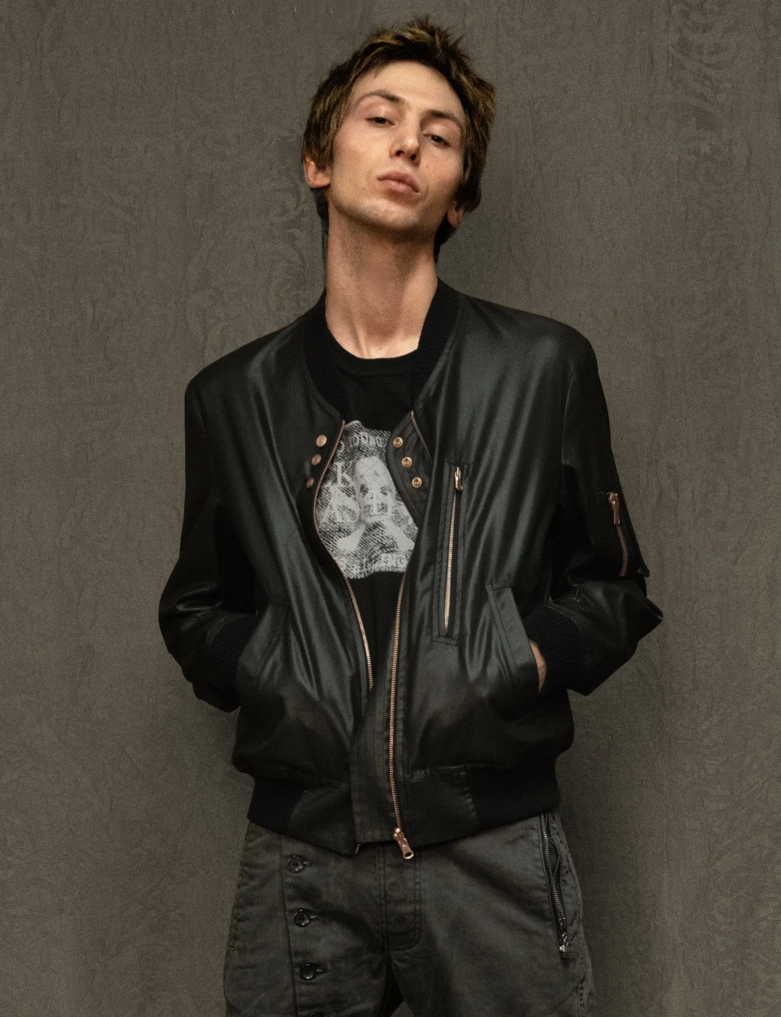 Sebring Bomber Jacket - Chintz Woven Twill in Black