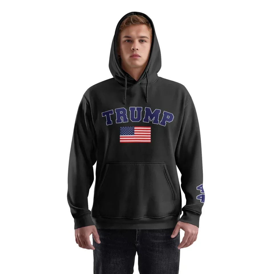 Unique Gift,Personalized Trump 2024 Hoodies, Custom Flag Solid Color Hoodies, Comfortable Unisex Hoodies