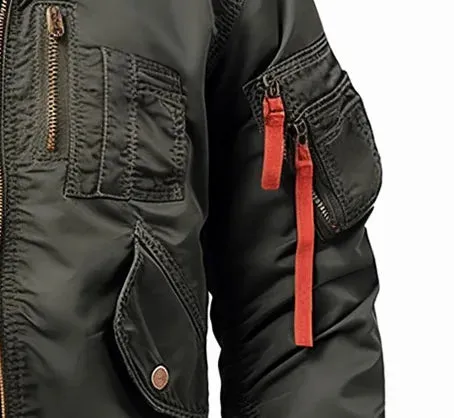 Utility Bomber Jacket with Pockets for Men